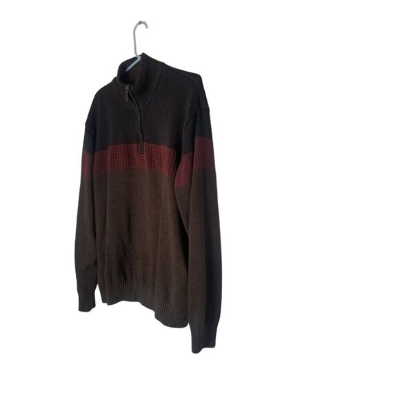 Tricots St Raphael Mens 1/4 Zip Sweater‎ XXL Brown Red Striped Pullover - Picture 6 of 10
